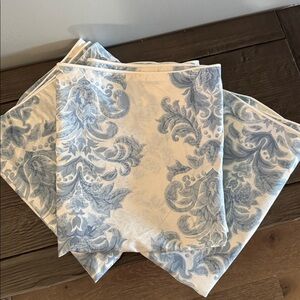 Jessica McClintock vintage blue white King floral pillowcases Cotton/Poly Damask